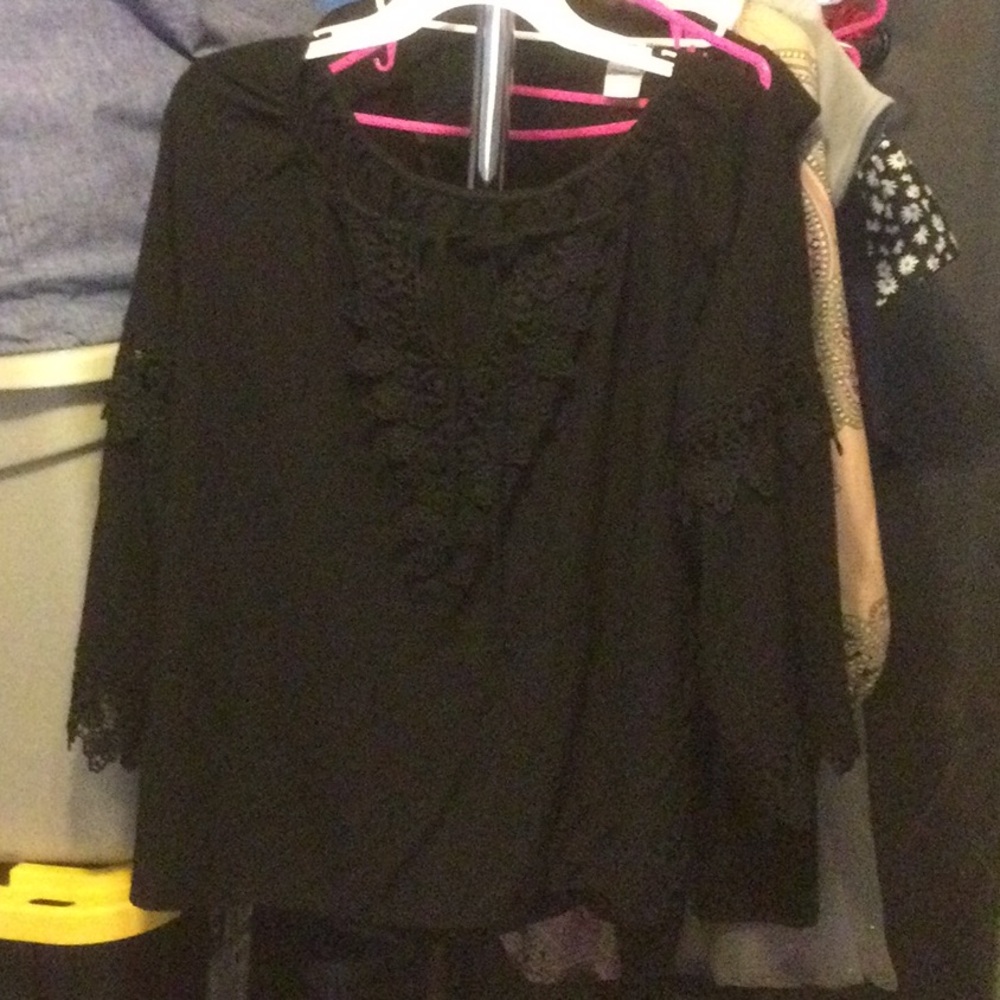 Elegant Black Lace Women's Top 3-4x